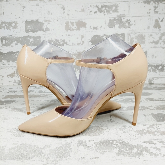 New Calvin Klein Dressa Beige Faux Patent Leather High Heel Pumps K598 - Picture 7 of 12